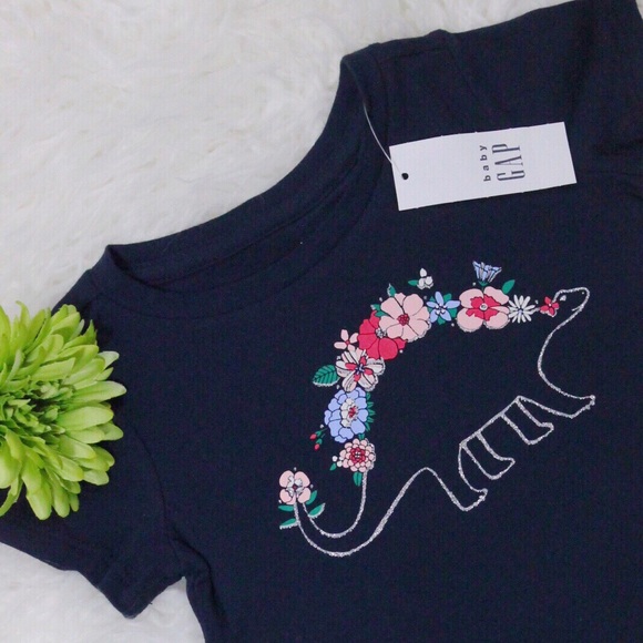 NWT Baby Gap Flower Dinosaur Graphic Print Top - Picture 2 of 2